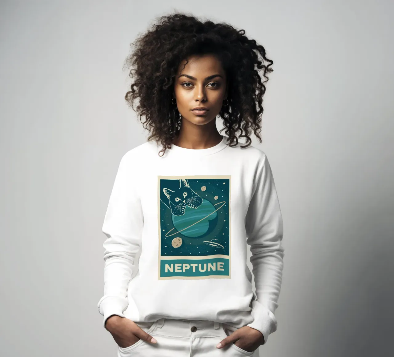 Retro Cat y Neptuno sudadera de apple crumble