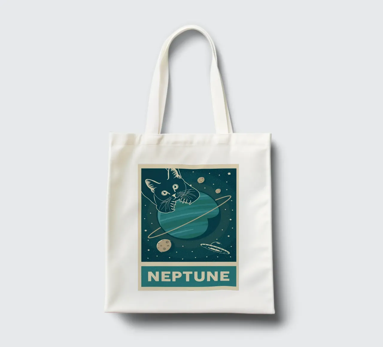Gatto retrò e Nettuno borsa in juta da apple crumble
