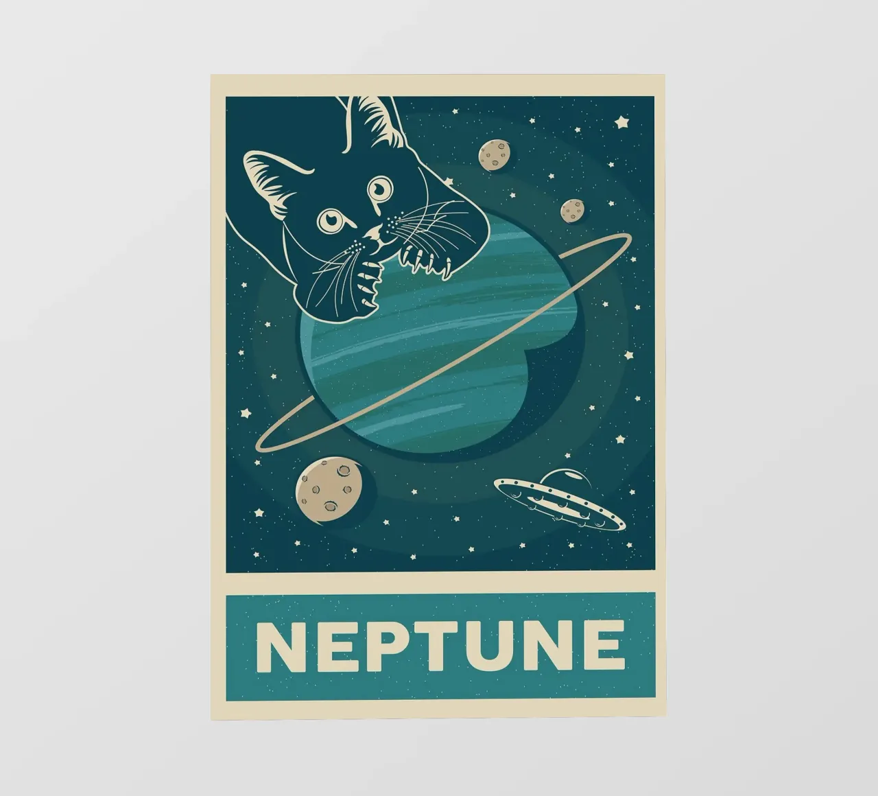 Gatto retrò e Nettuno telo in pvc da apple crumble