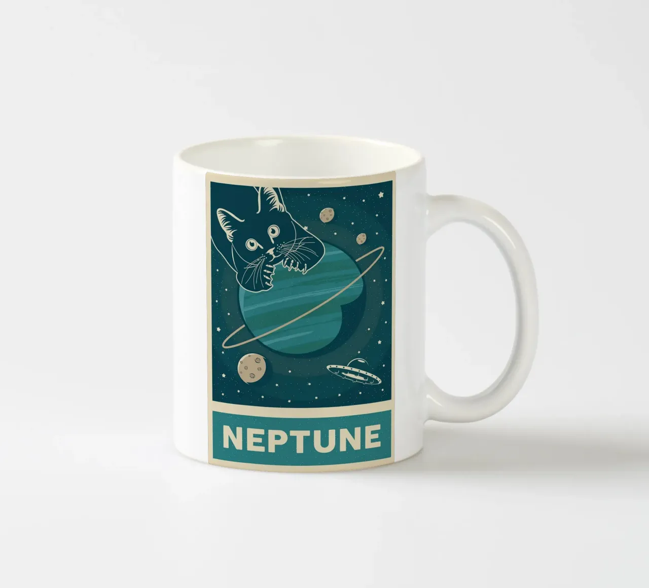 Gatto retrò e Nettuno tazza in ceramica da apple crumble