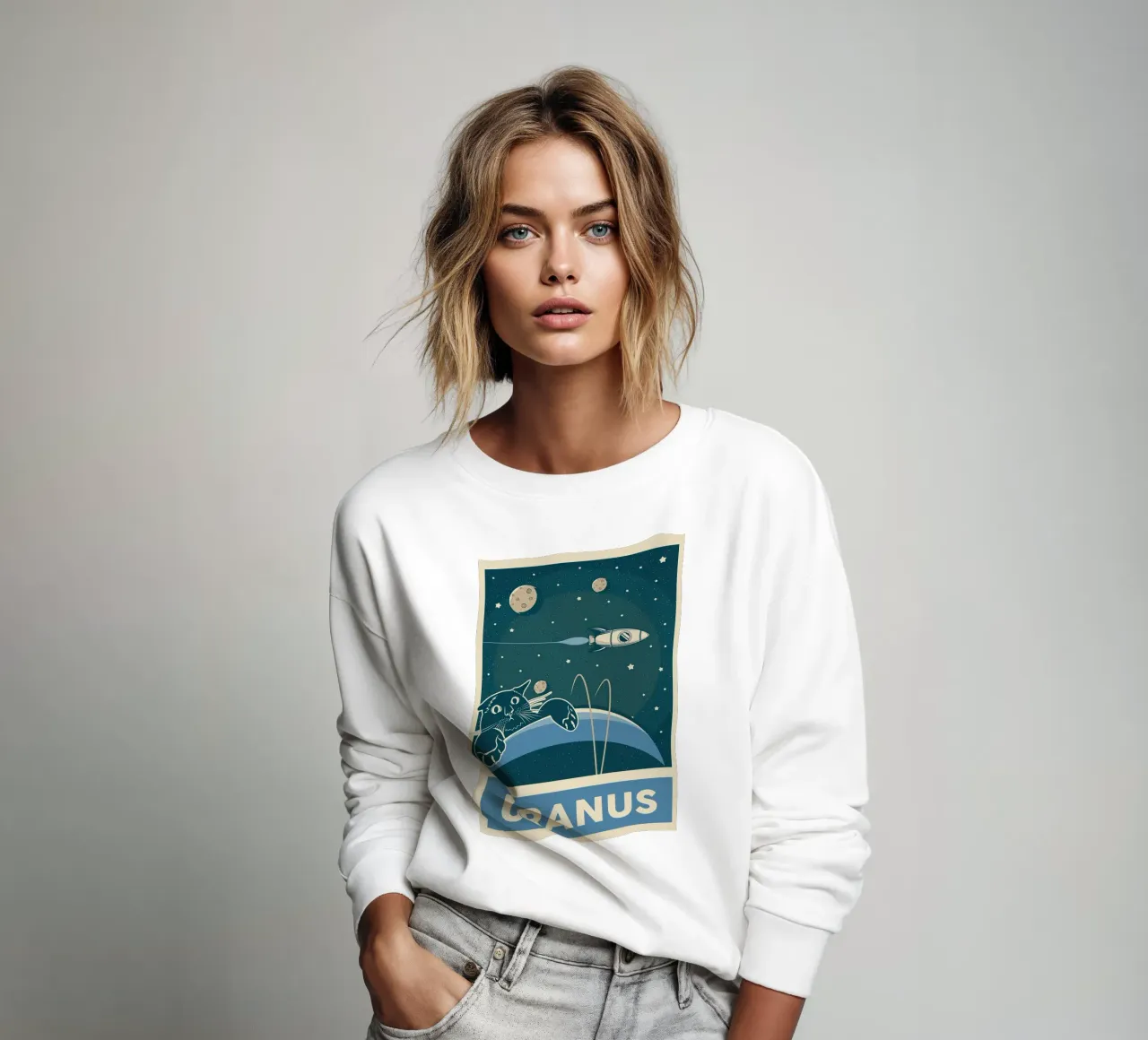 Retro Cat y Urano sudadera de apple crumble