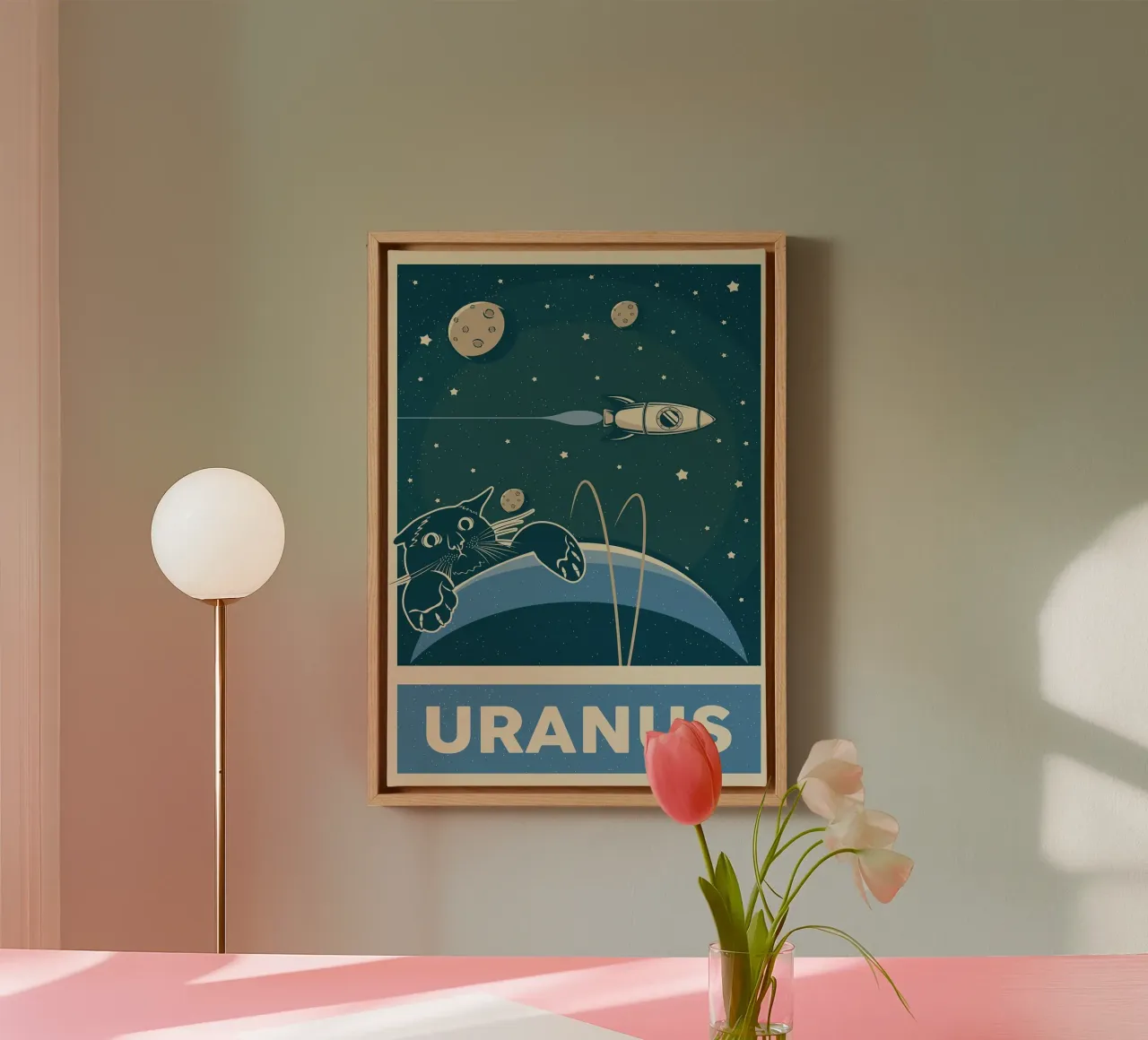 Retro Cat and Uranus canvas by apple crumble