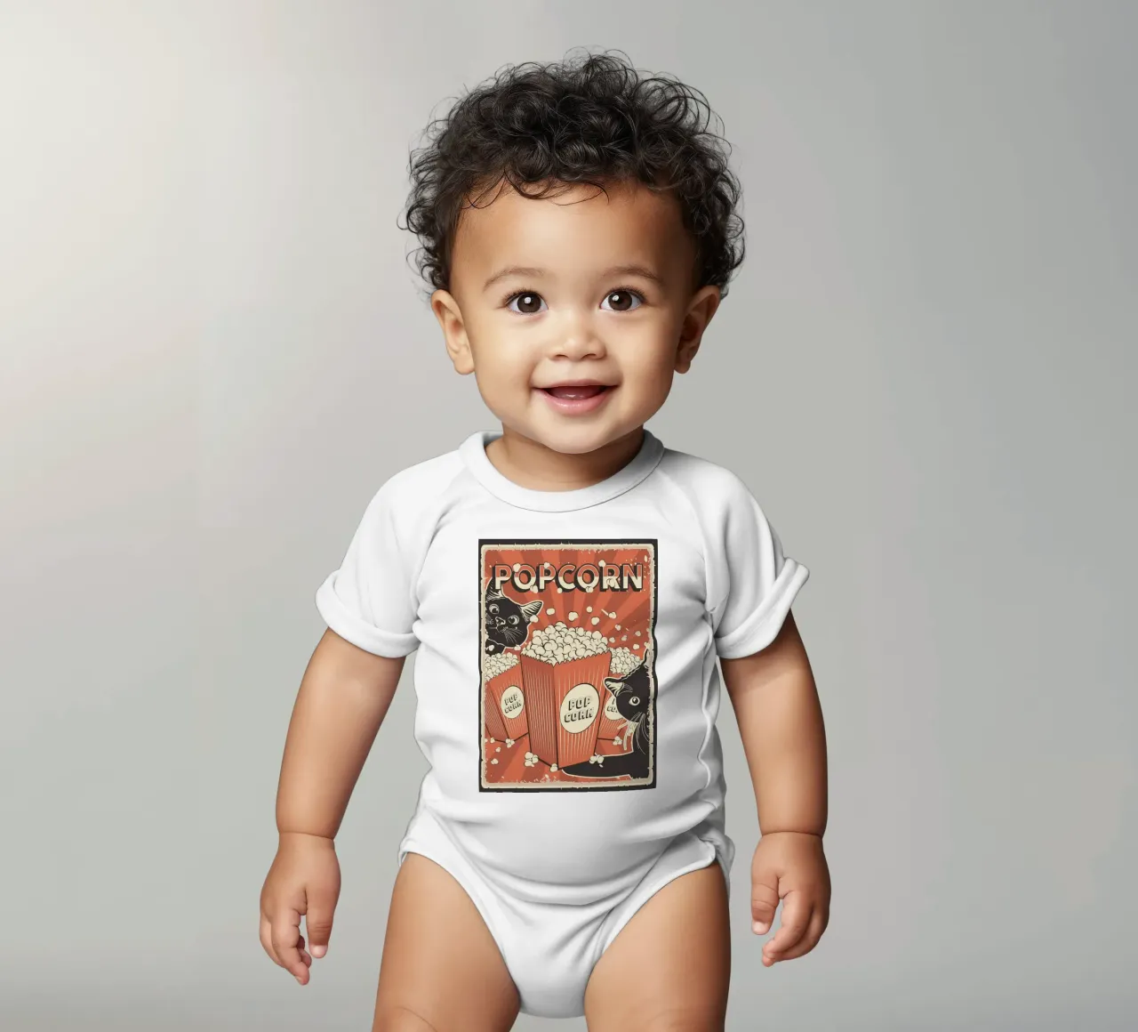 Popcorn per gatti retrò body neonato maniche corte da apple crumble
