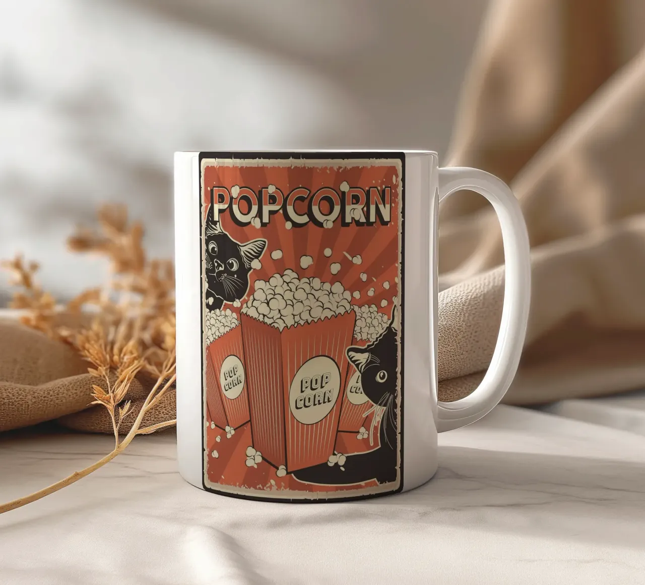 Popcorn per gatti retrò tazza in ceramica da apple crumble