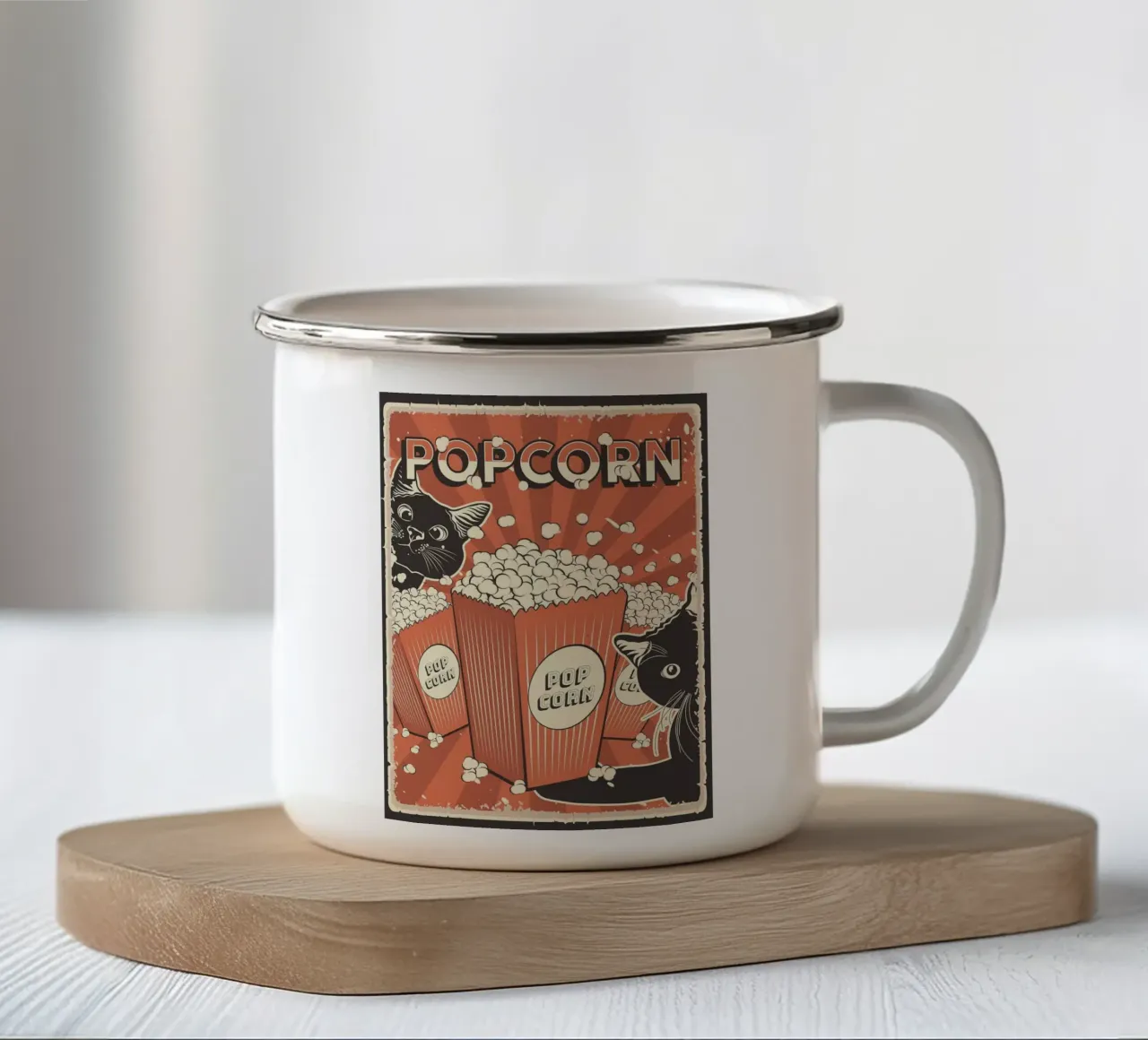 Popcorn Retro Katten emaille mok van apple crumble