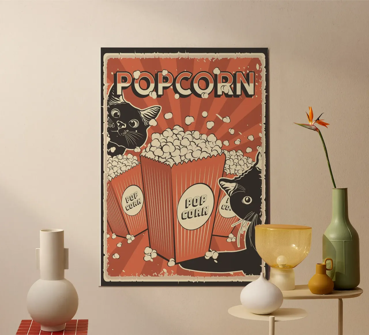 Popcorn per gatti retrò alluminio dibond da apple crumble