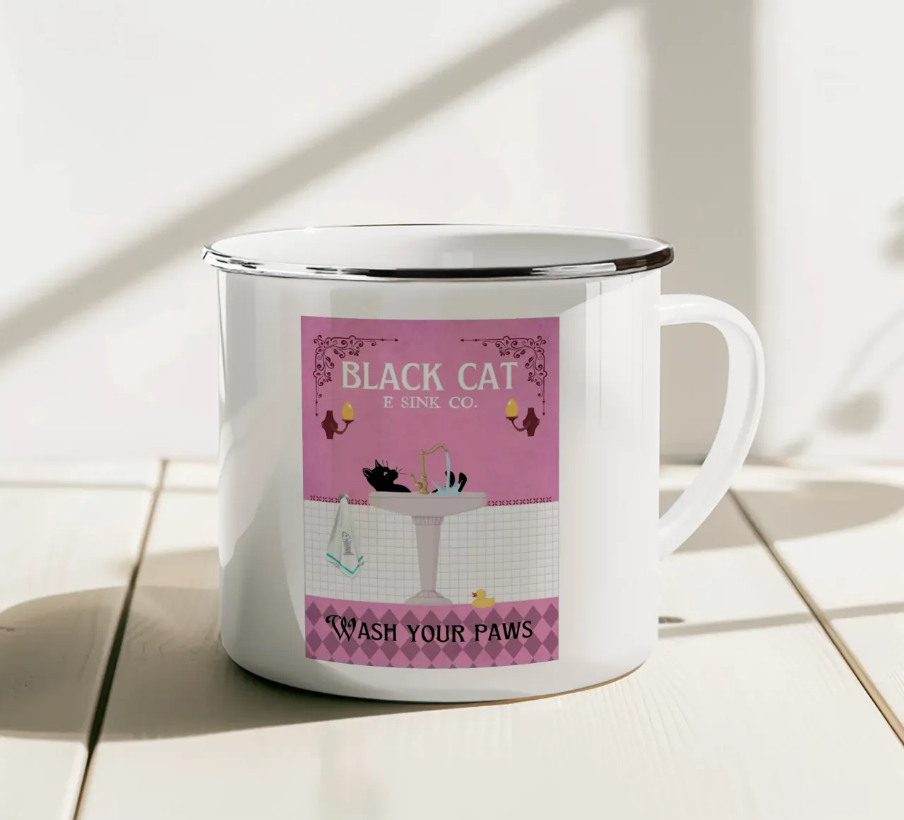 Black Cat Sink Co. Arte del bagno tazza in smalto da HARU HARU
