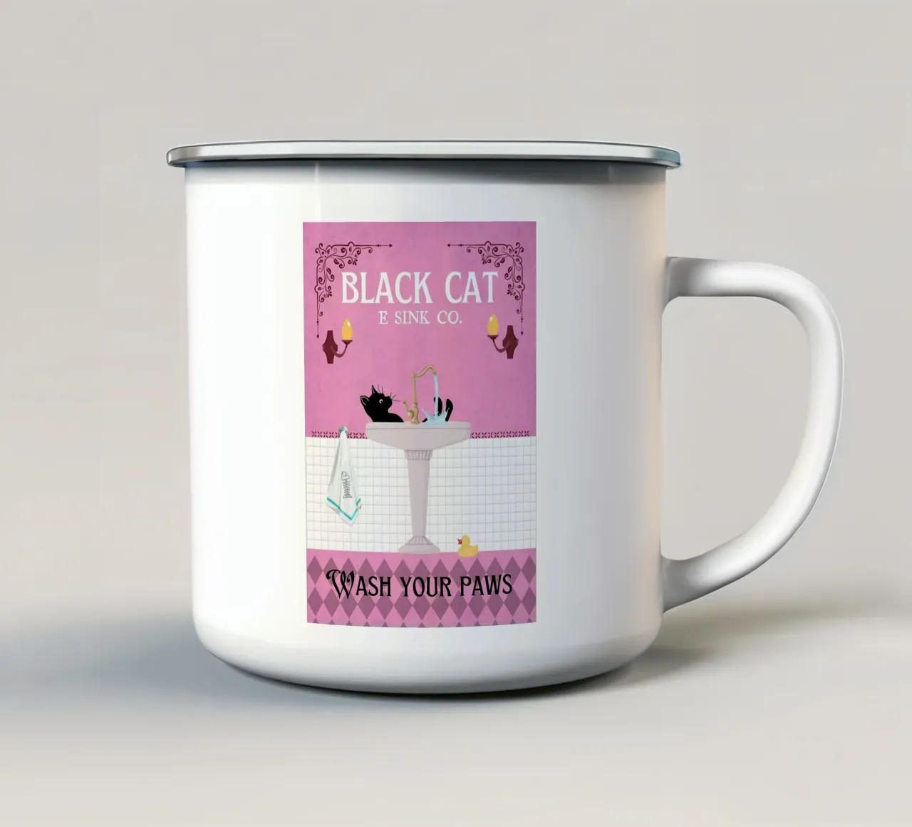 Black Cat Sink Co. Arte del bagno tazza in smalto da HARU HARU