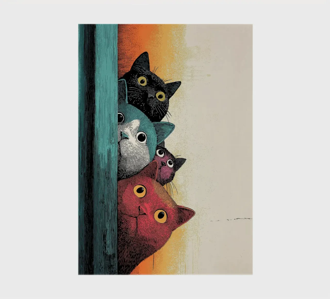 Curious Cat Parade_ Felini che sbirciano in colori vivaci diario da HARU HARU
