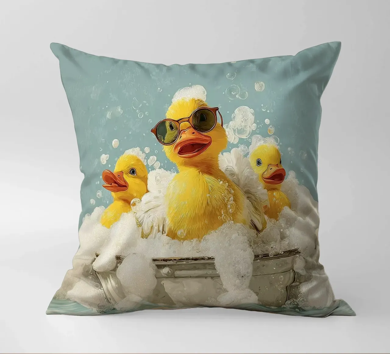 Duck Squad Soak - Retro Bubbelbad Vibes kussen van HARU HARU
