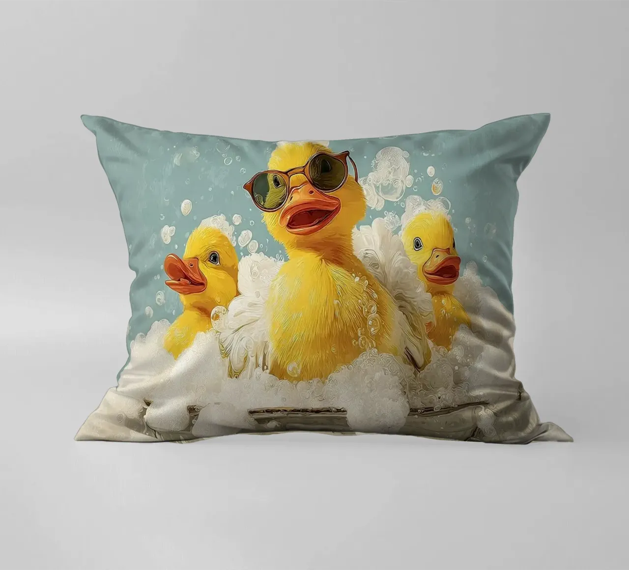 Duck Squad Soak - Retro Bubbelbad Vibes kussen van HARU HARU