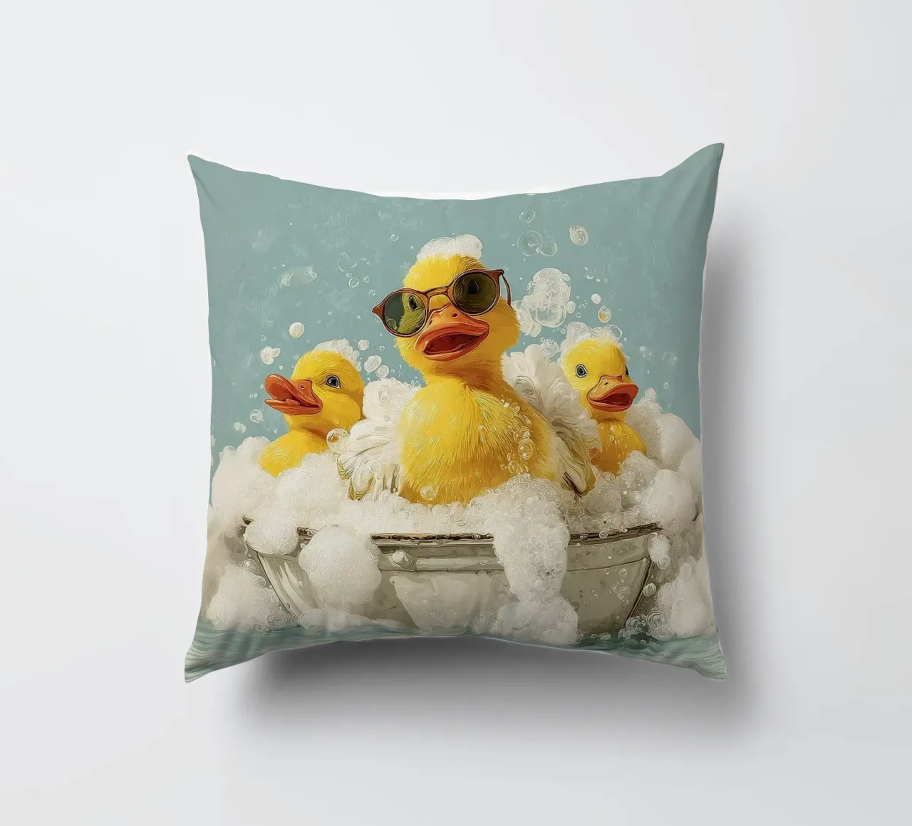 Duck Squad Soak - Retro Bubbelbad Vibes kussen van HARU HARU