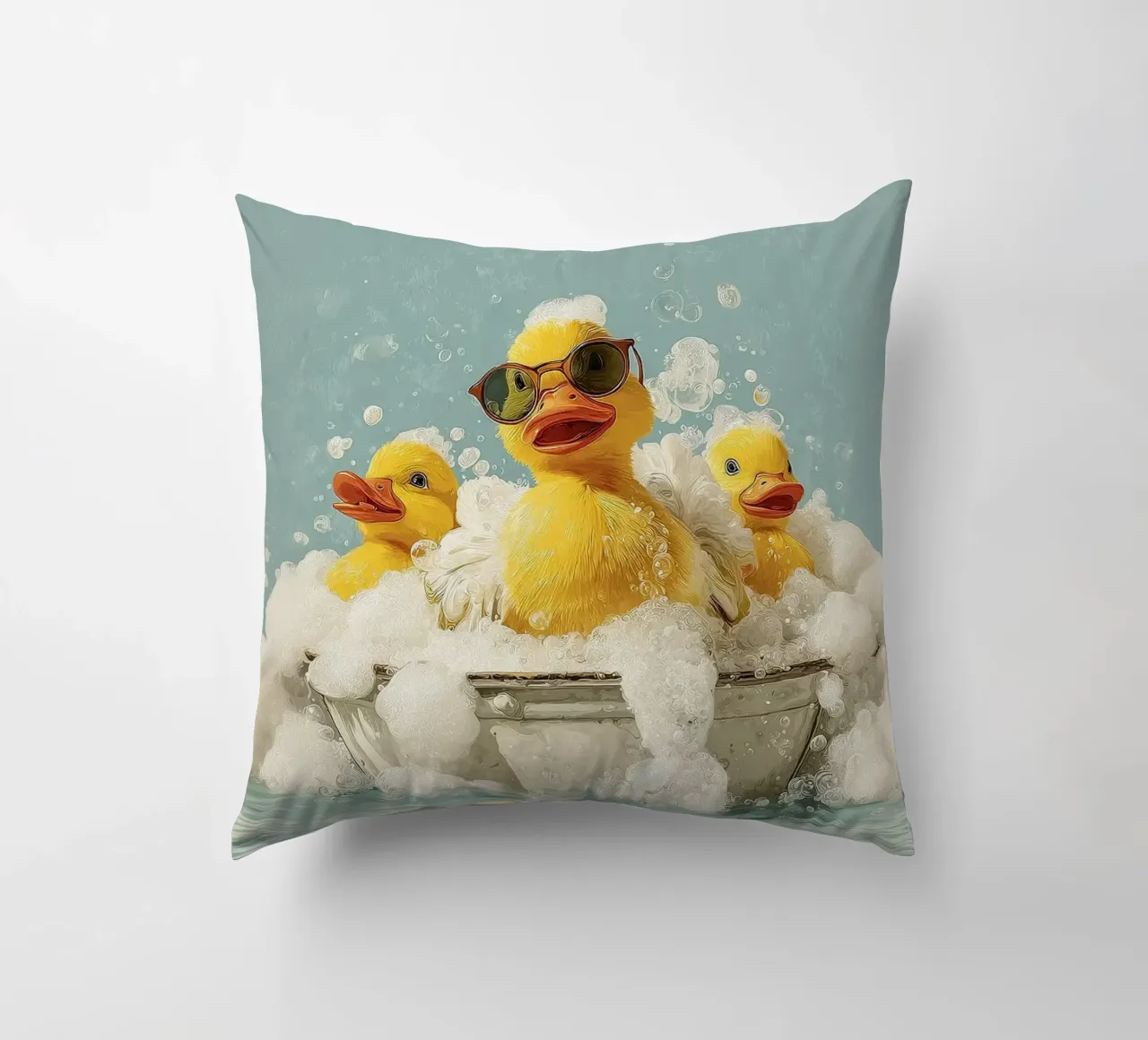 Duck Squad Soak - Retro Bubbelbad Vibes kussen van HARU HARU