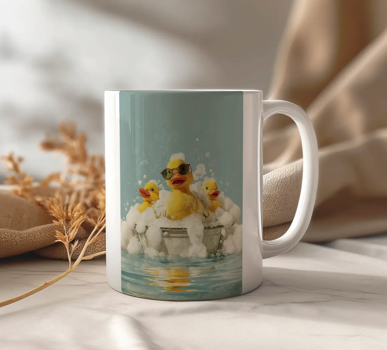 Duck Squad Soak - Retro Bubble Bath Vibes Keramik Tasse von HARU HARU