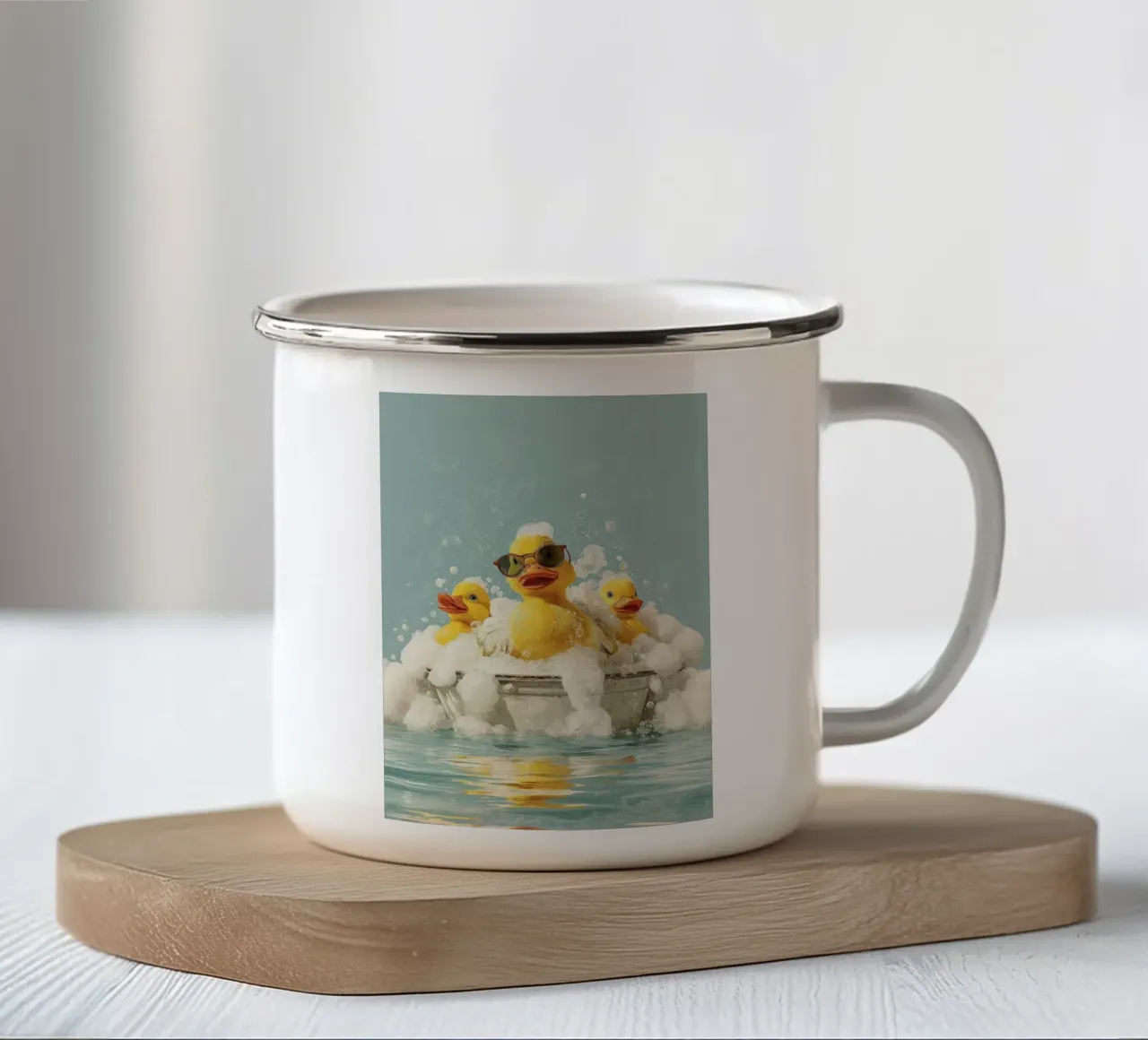 Duck Squad Soak - Retro Bubble Bath Vibes Emaille Tasse von HARU HARU