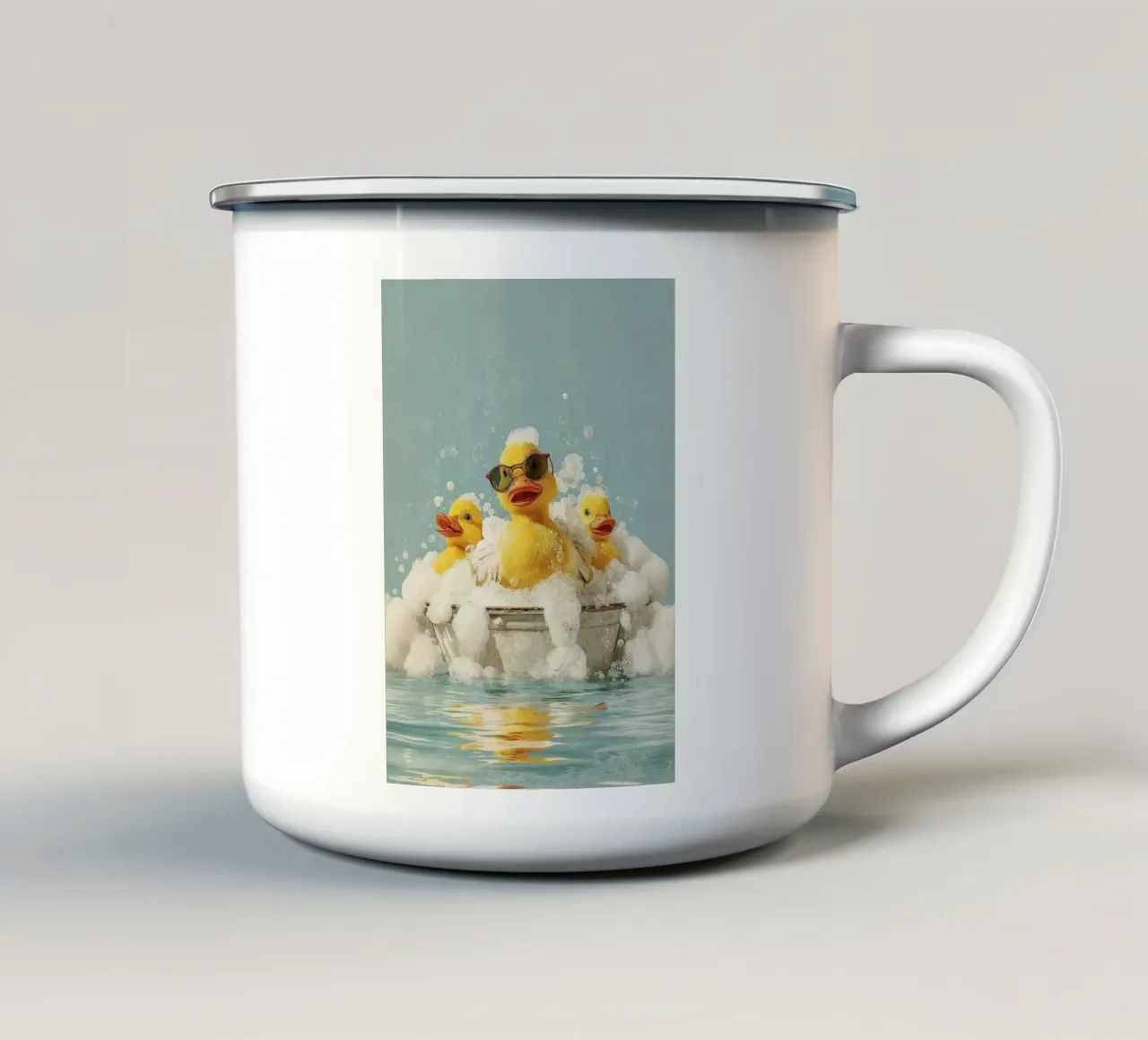 Duck Squad Soak - Retro Bubble Bath Vibes Emaille Tasse von HARU HARU