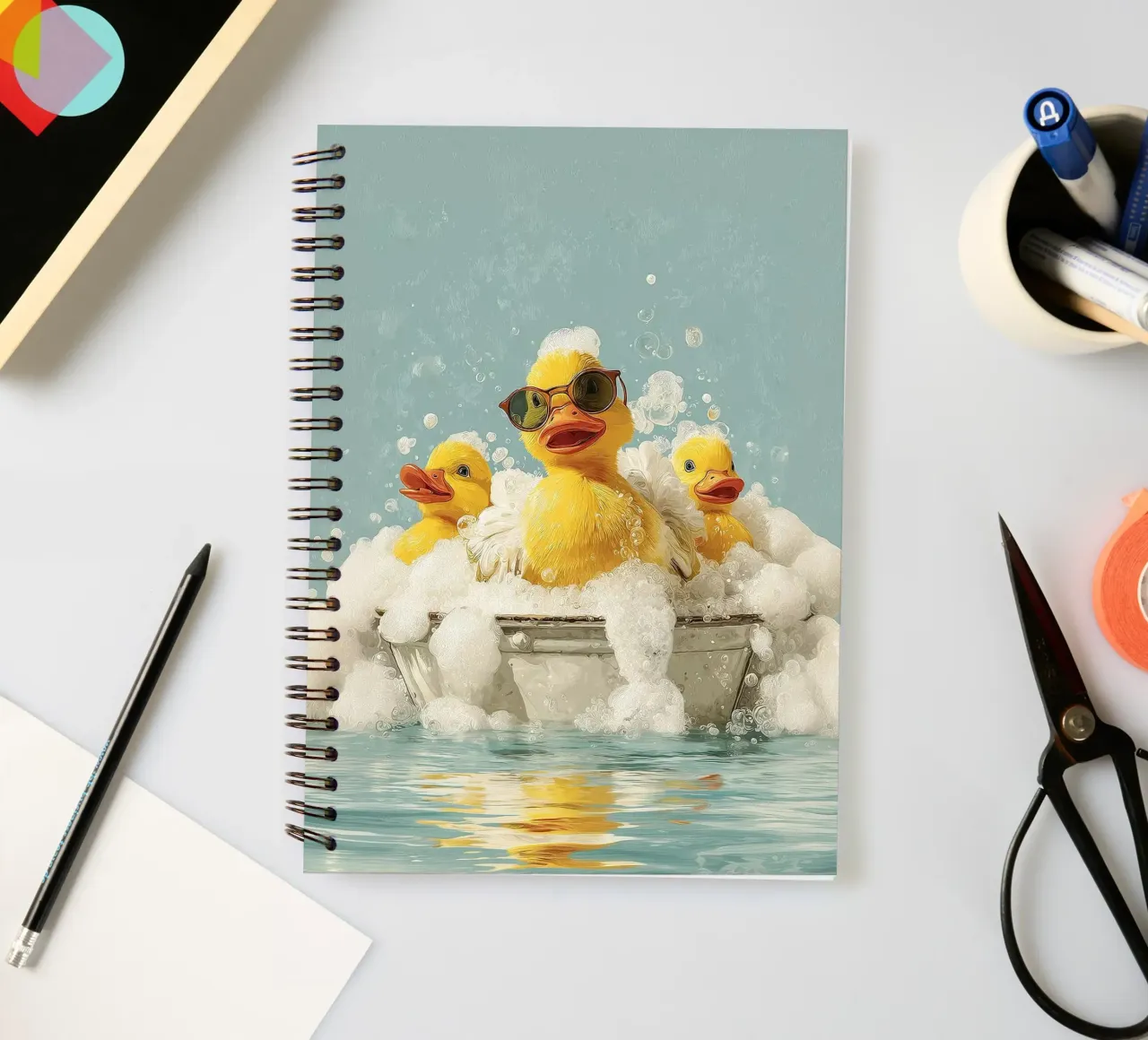 Duck Squad Soak – Retro Bubble Bath Vibes spiral notebook by HARU HARU