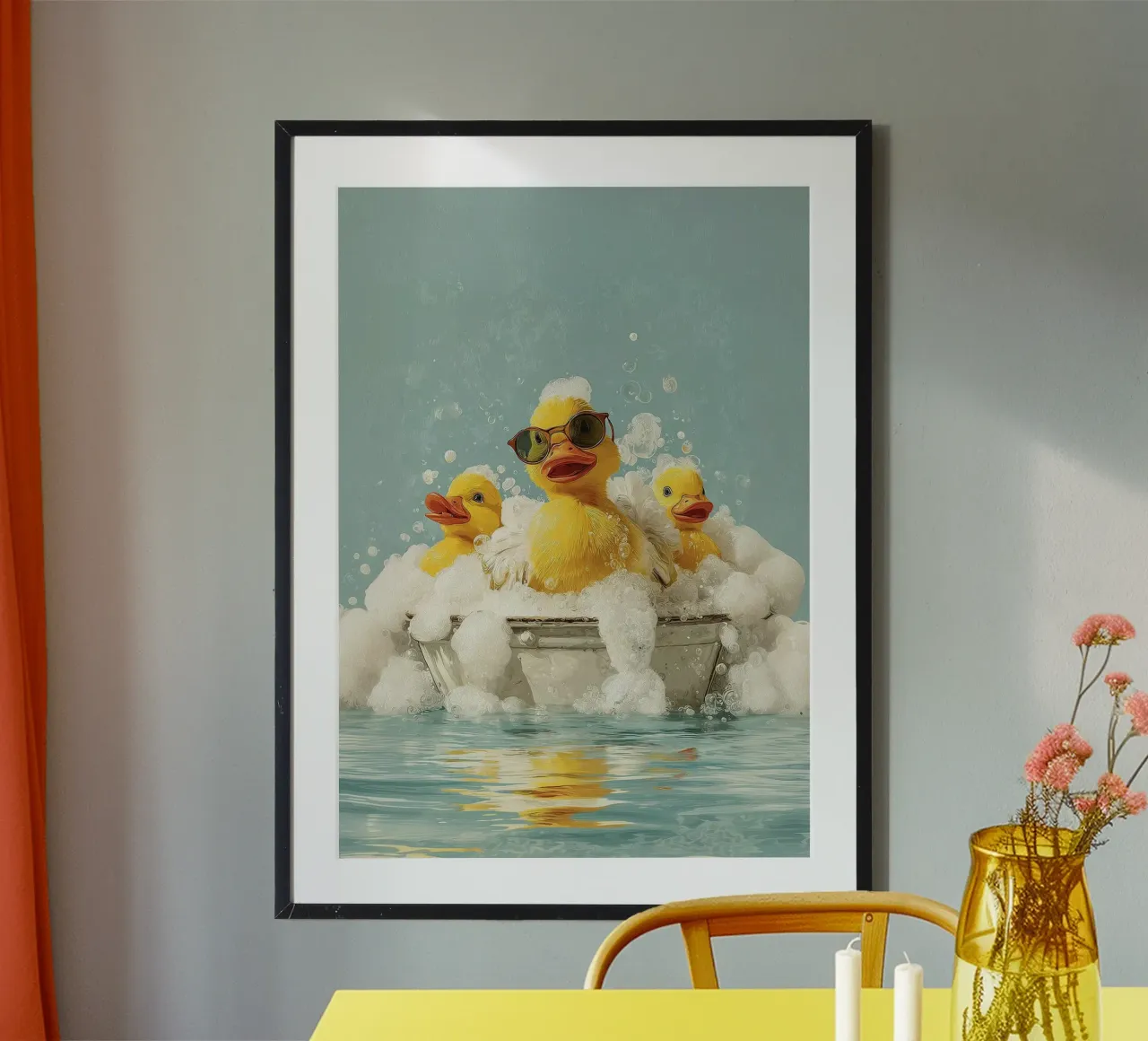 Duck Squad Soak - Retro Bubble Bath Vibes Hahnemühle von HARU HARU