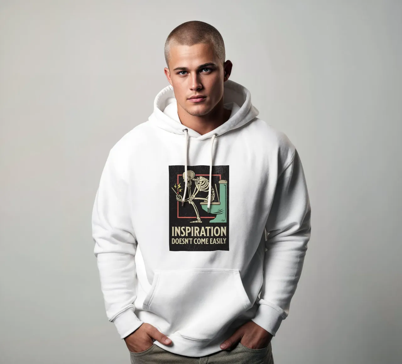 Divertido Esqueleto Sentado En El Inodoro Inspiración No Com sudadera con capucha de HARU HARU