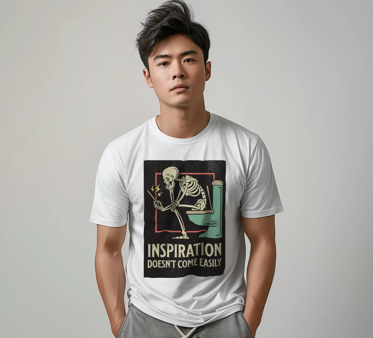Divertido Esqueleto Sentado En El Inodoro Inspiración No Com camiseta de HARU HARU