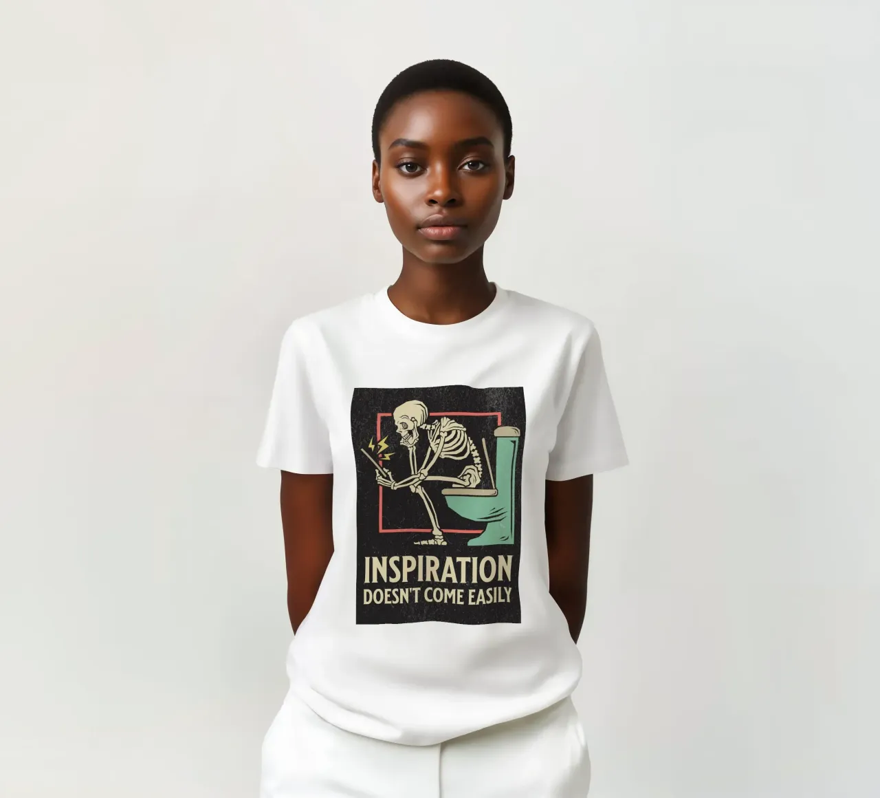 Divertido Esqueleto Sentado En El Inodoro Inspiración No Com camiseta de HARU HARU
