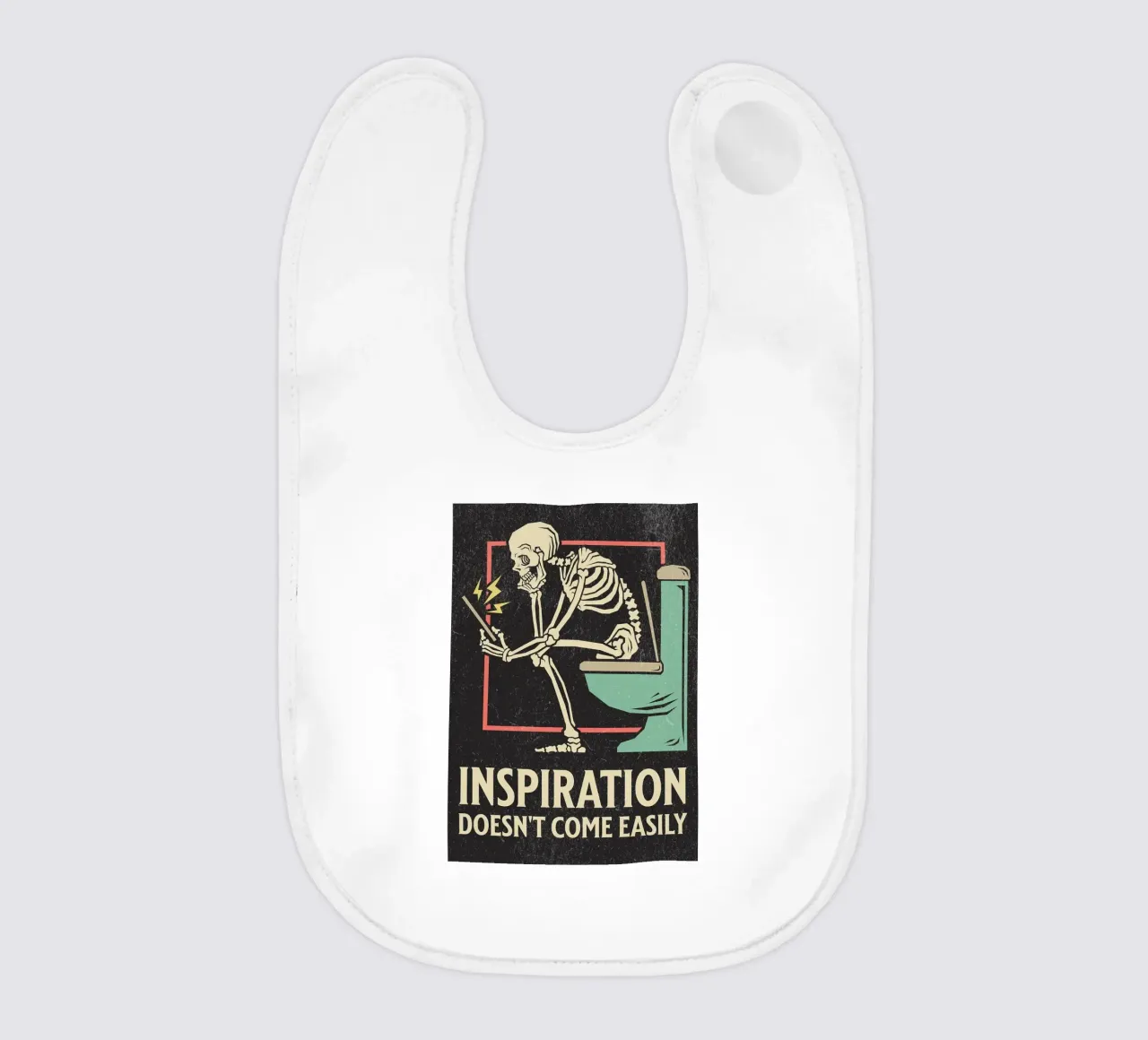 Funny Skeleton Sitting On The Toilet Inspiration Doesn't Com baby bib by HARU HARU