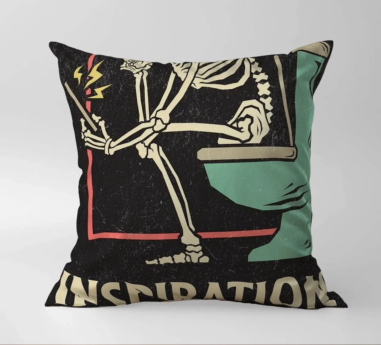 Funny Skeleton Sitting On The Toilet Inspiration Doesn't Com coussin de HARU HARU