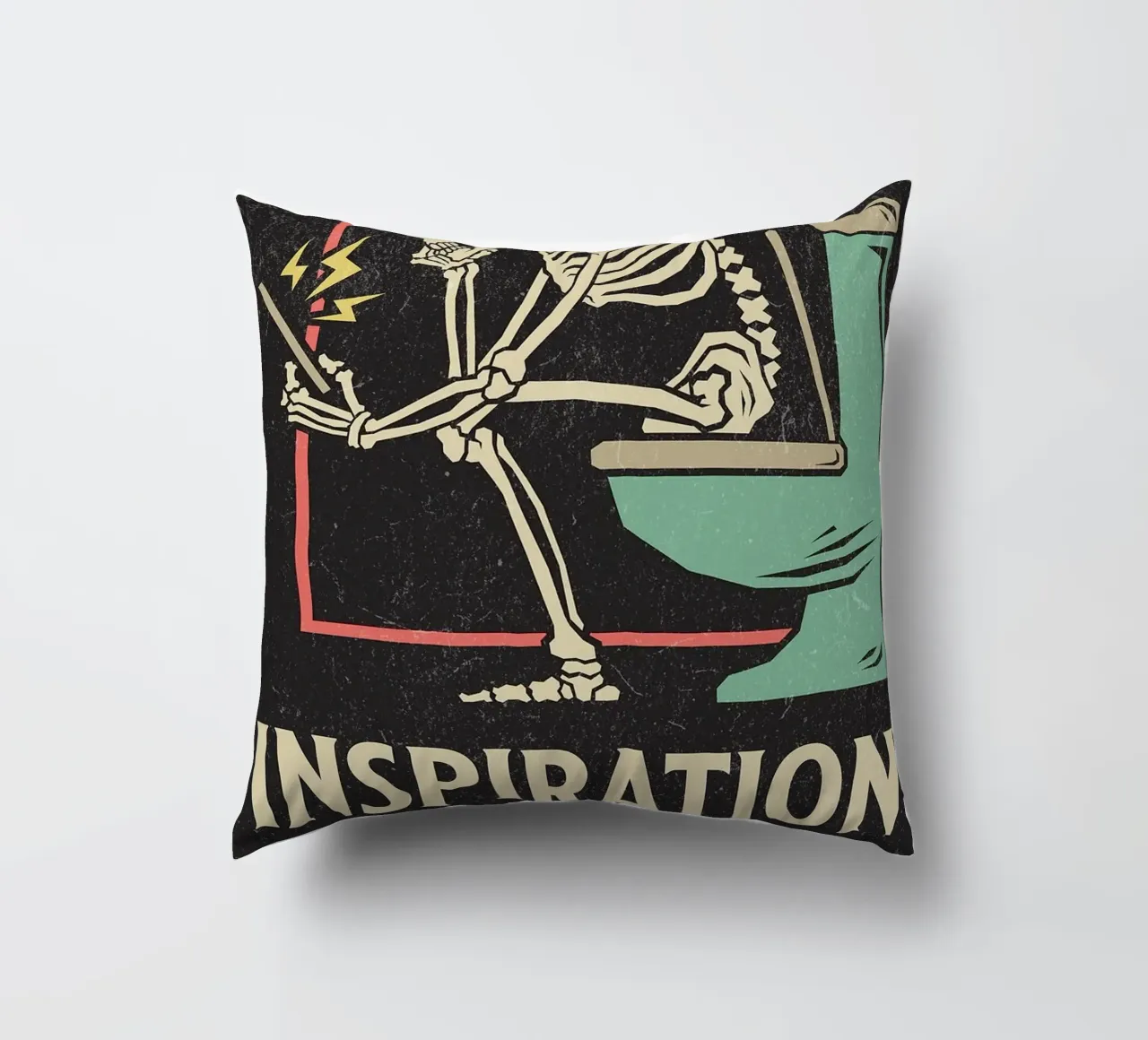 Funny Skeleton Sitting On The Toilet Inspiration Doesn't Com coussin de HARU HARU