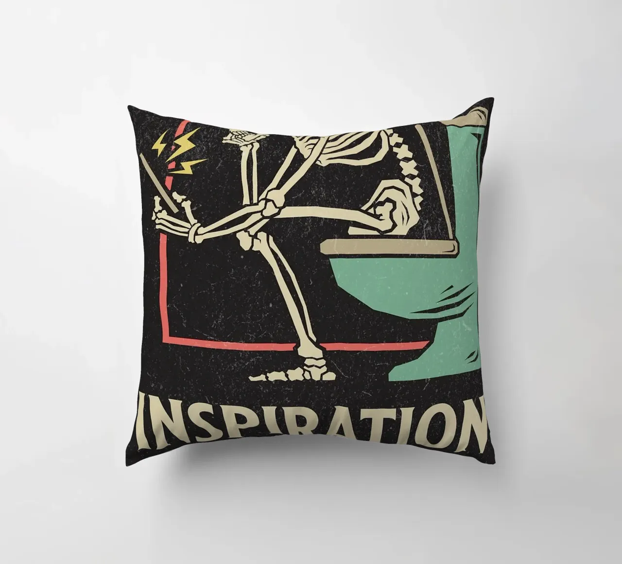 Funny Skeleton Sitting On The Toilet Inspiration Doesn't Com coussin de HARU HARU