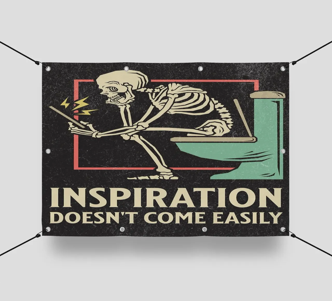Funny Skeleton Sitting On The Toilet Inspiration Doesn't Com bâche pvc de HARU HARU