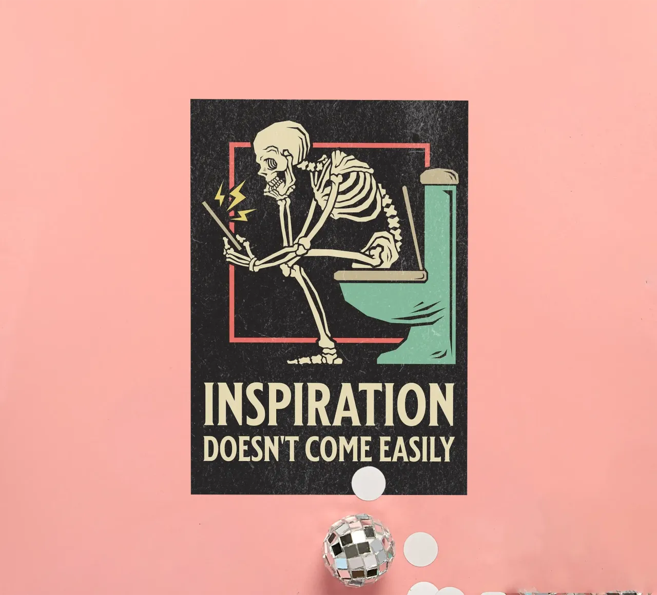 Divertido Esqueleto Sentado En El Inodoro Inspiración No Com pegatina de HARU HARU