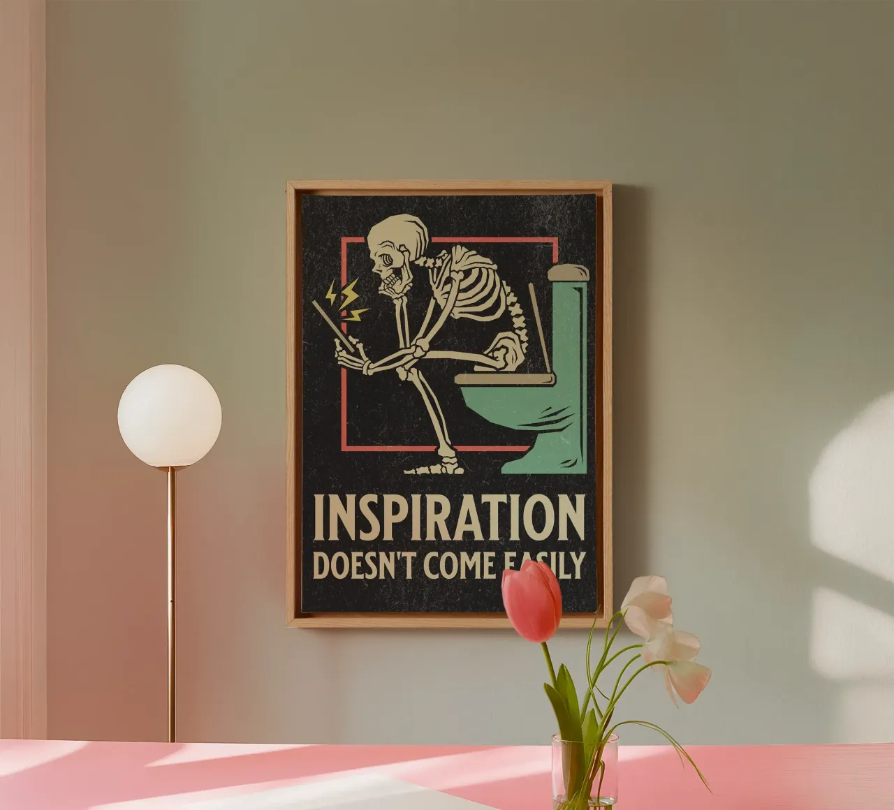 Grappig Skelet Zit Op Het Toilet Inspiratie Komt Niet Com canvas van HARU HARU
