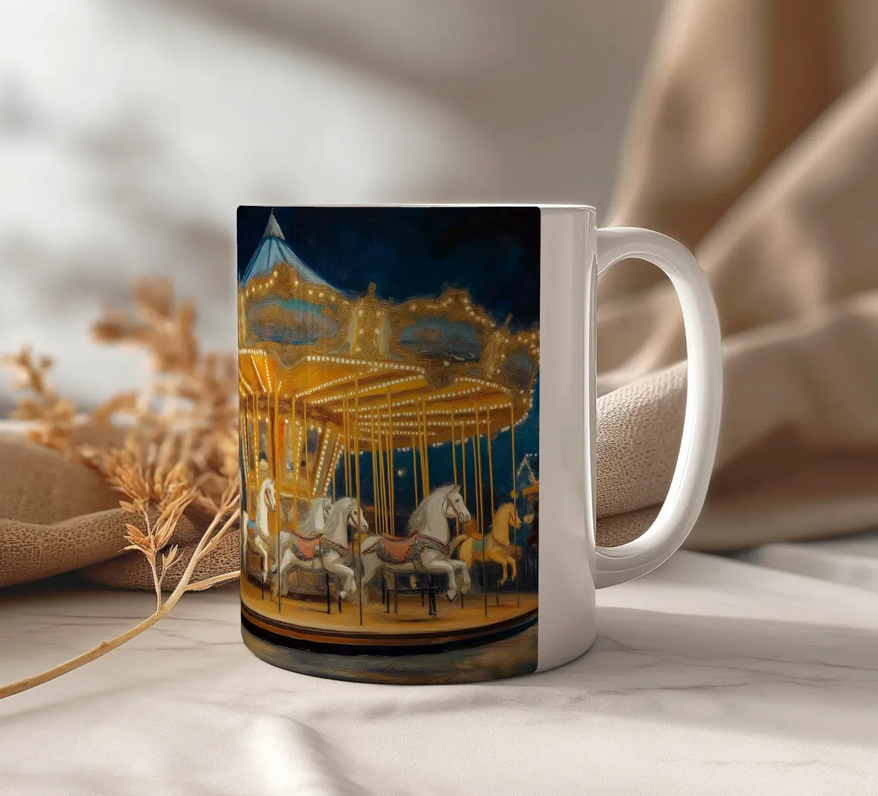 Nostalgico carosello da fiera fiaba invernale tazza in ceramica da Cozy Vibes