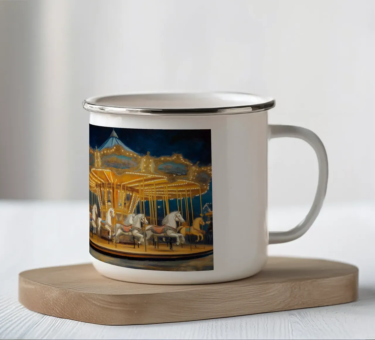 Nostalgico carosello da fiera fiaba invernale tazza in smalto da Cozy Vibes