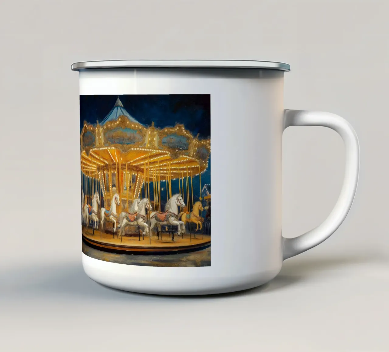 Nostalgico carosello da fiera fiaba invernale tazza in smalto da Cozy Vibes