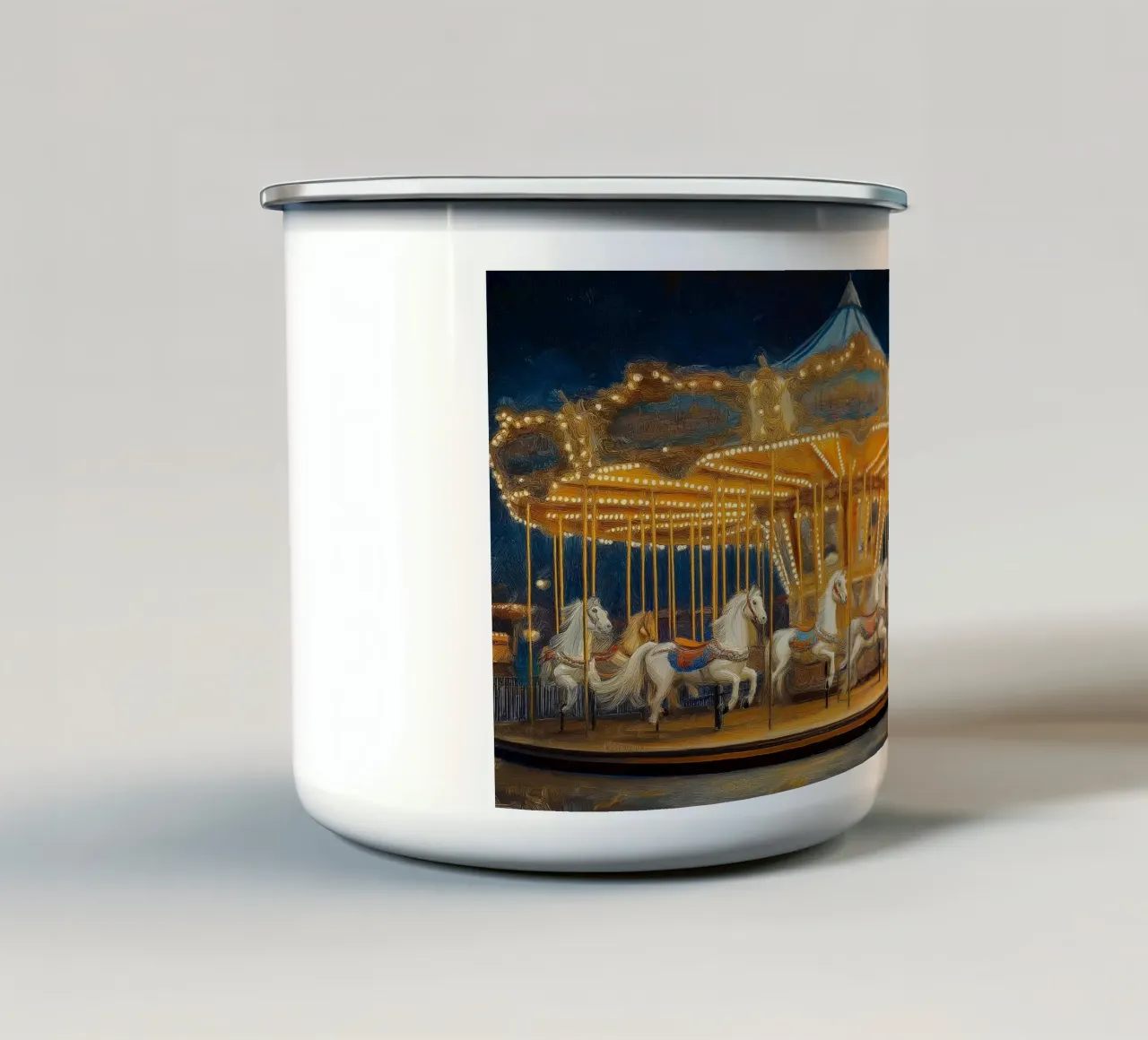Nostalgico carosello da fiera fiaba invernale tazza in smalto da Cozy Vibes