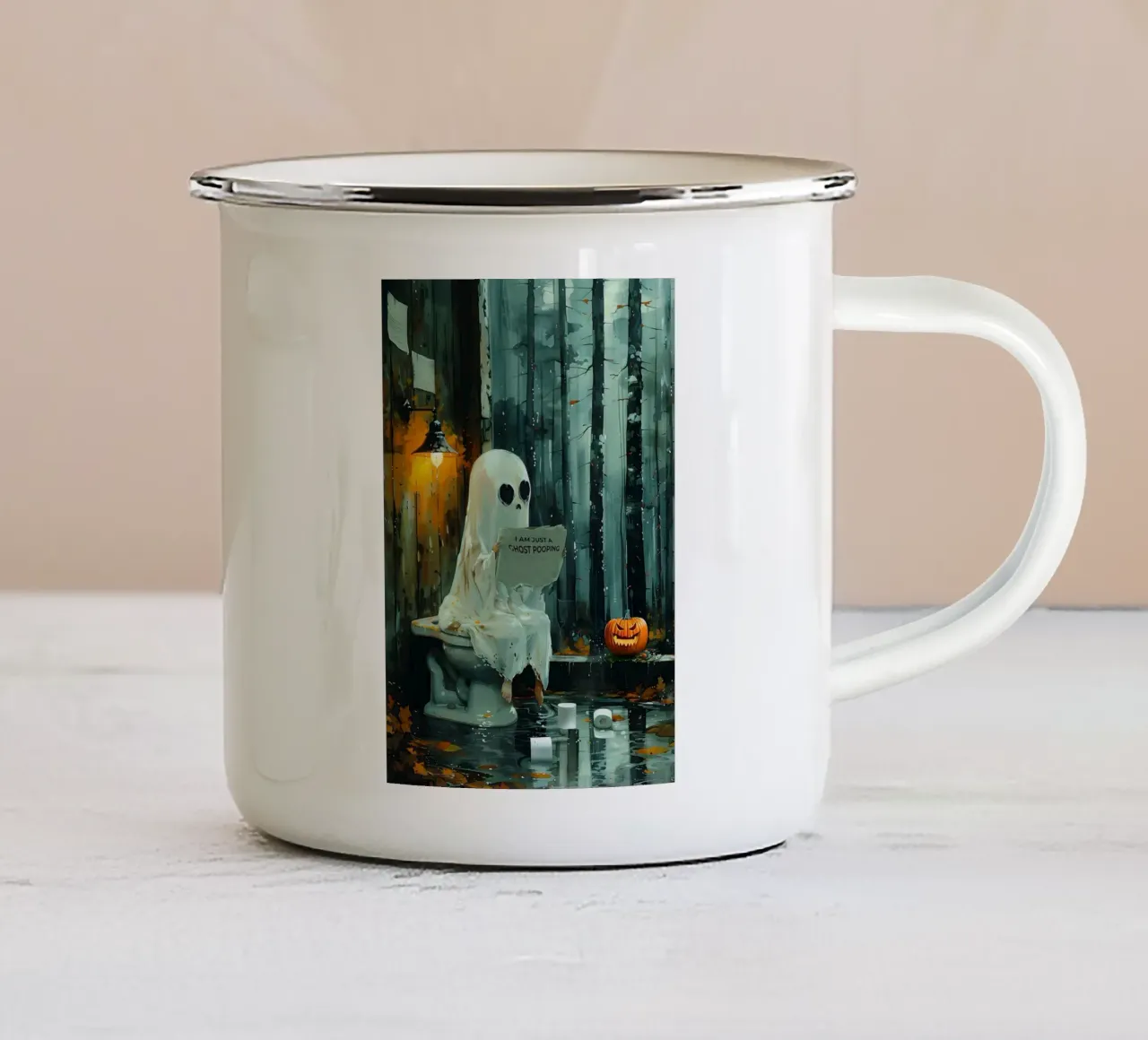 Solo un fantasma che fa la cacca tazza in smalto da HARU HARU