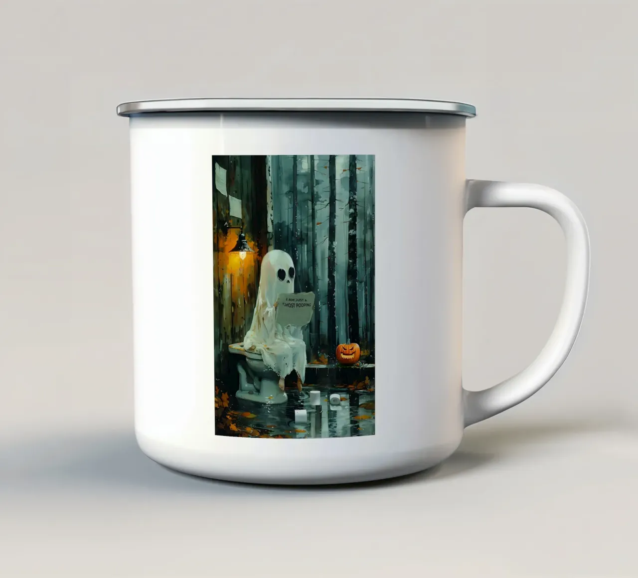 Solo un fantasma che fa la cacca tazza in smalto da HARU HARU