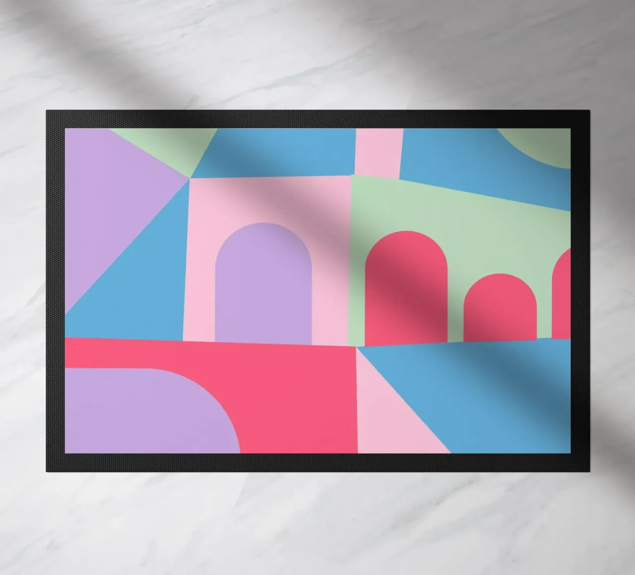 Geometric Townscape doormat by Kim Hubball Studio