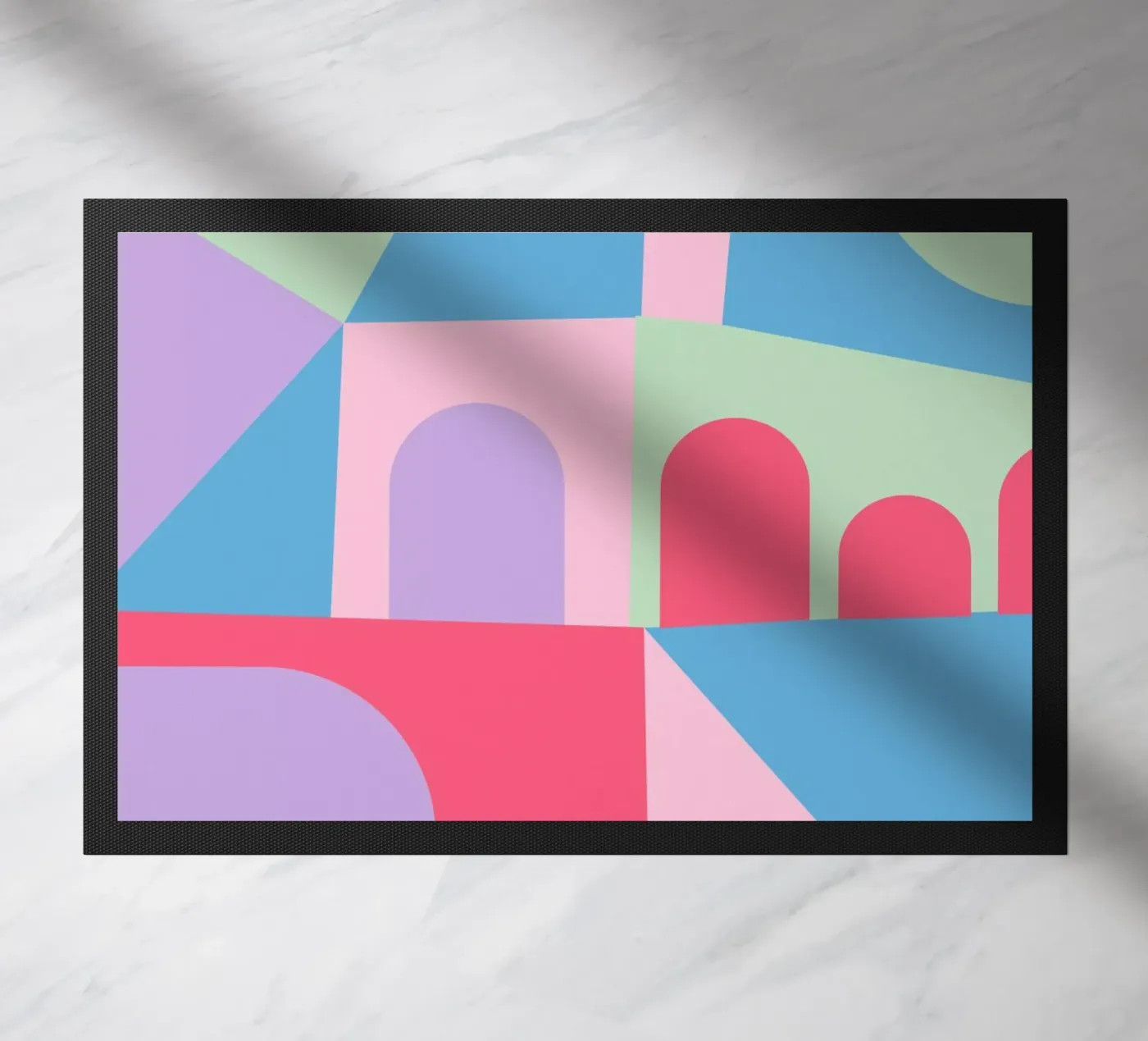 Geometric Townscape doormat by Kim Hubball Studio