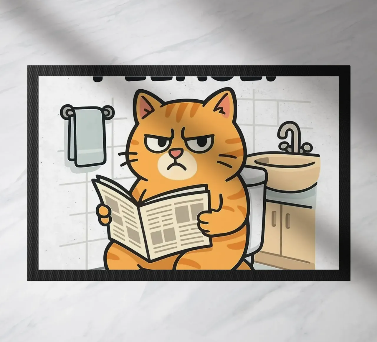 Privacy, per favore! Gatto animato sul water zerbino da HARU HARU
