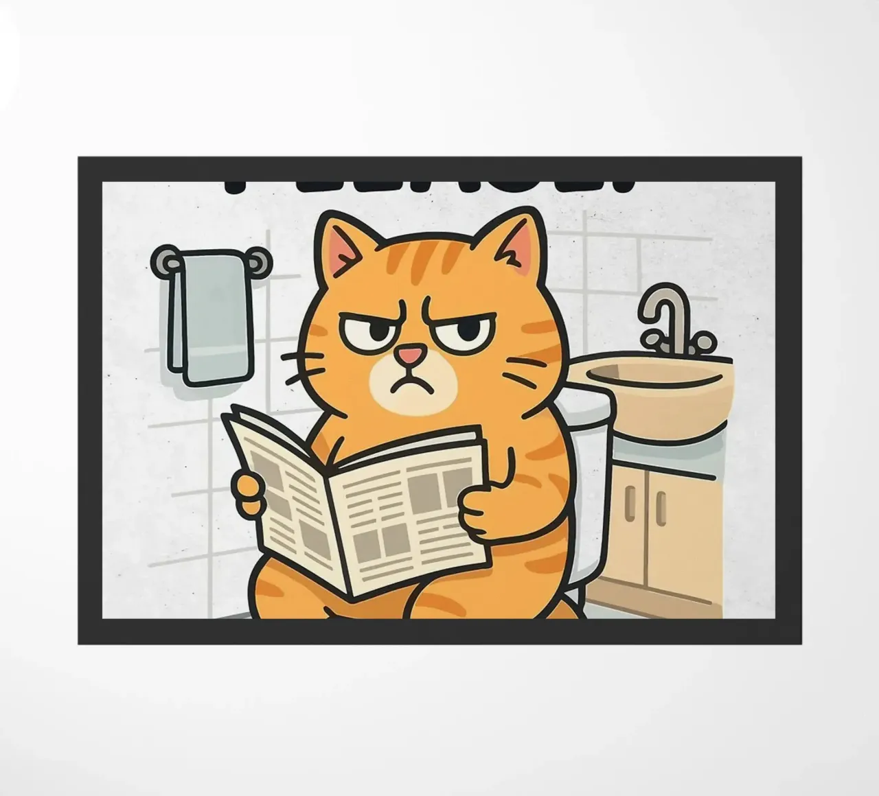 Privacy, per favore! Gatto animato sul water zerbino da HARU HARU