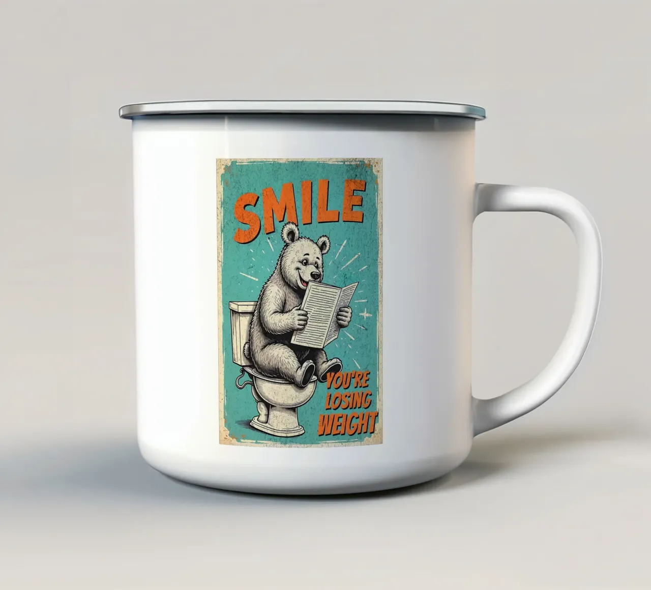 Orso da toeletta Sorriso di saggezza Stai perdendo peso tazza in smalto da HARU HARU