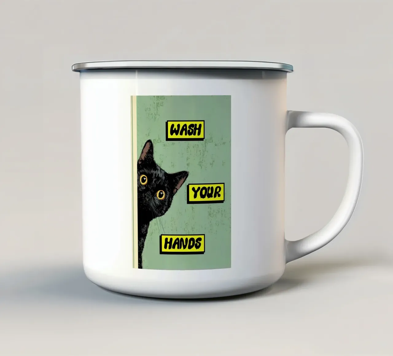 Poster per gatti "Lavati le mani tazza in smalto da HARU HARU