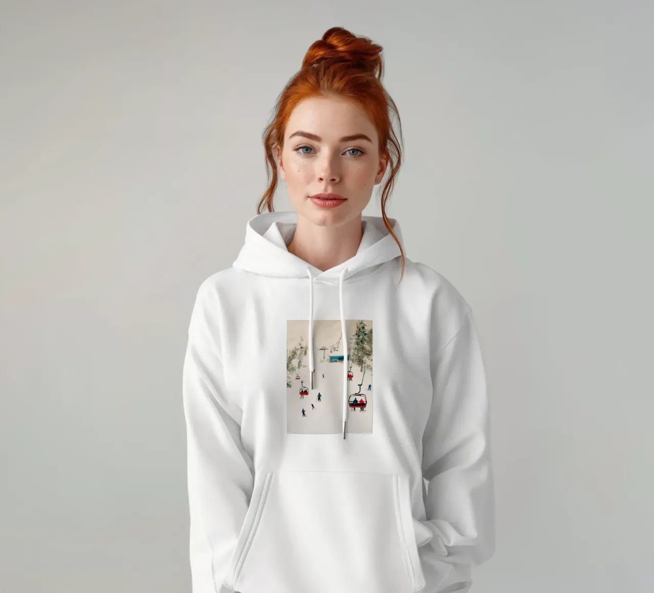 Paesaggio invernale con skilift felpa con cappuccio da Cozy Vibes