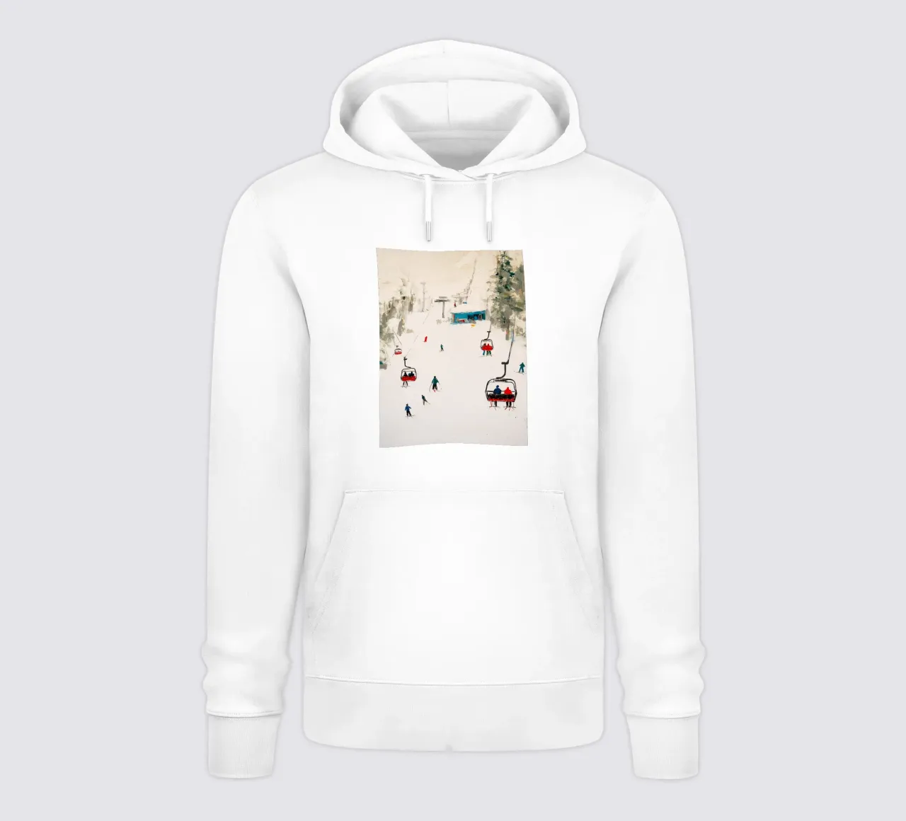 Paesaggio invernale con skilift felpa con cappuccio da Cozy Vibes