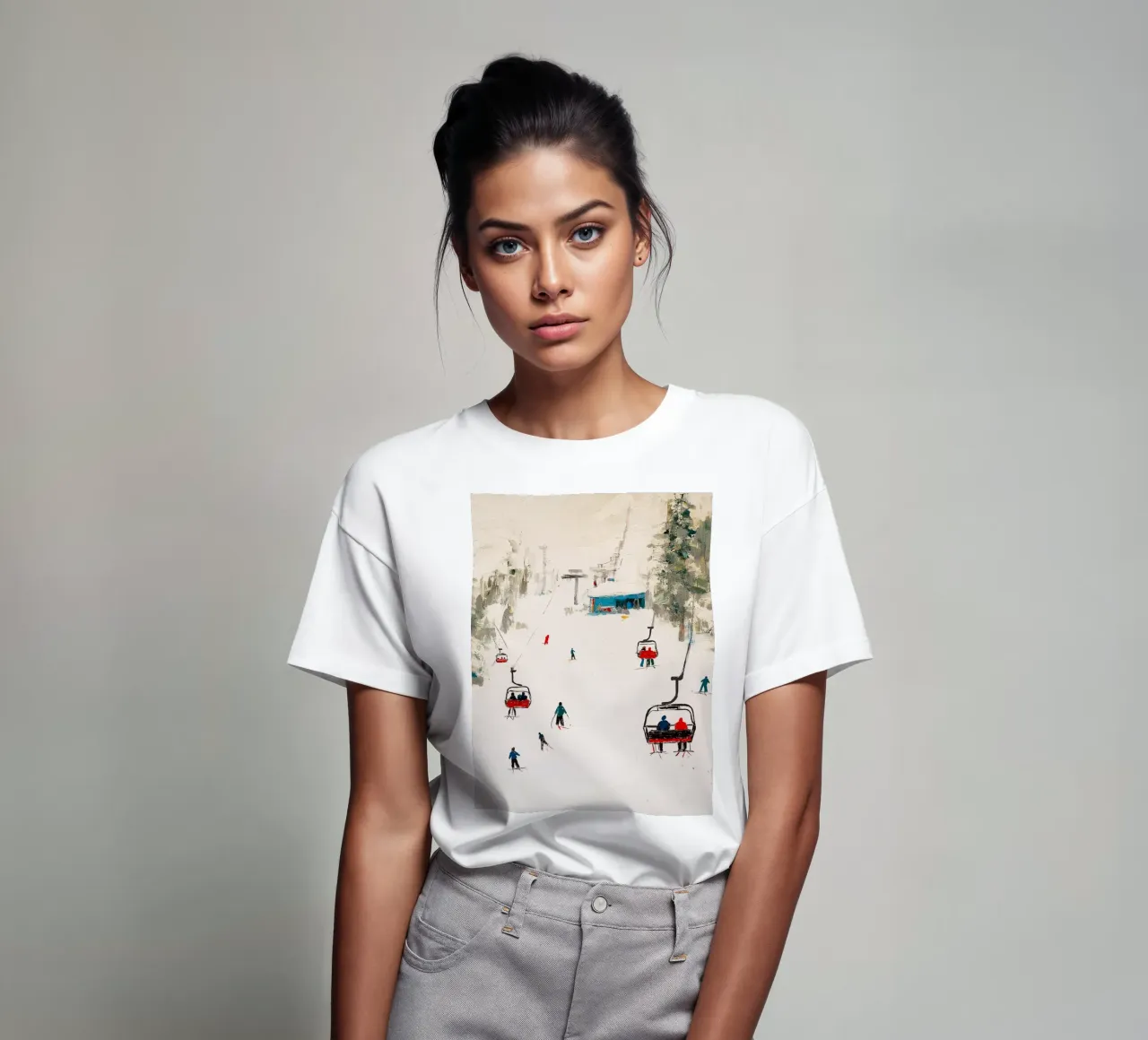 Paesaggio invernale con skilift t-shirt da Cozy Vibes