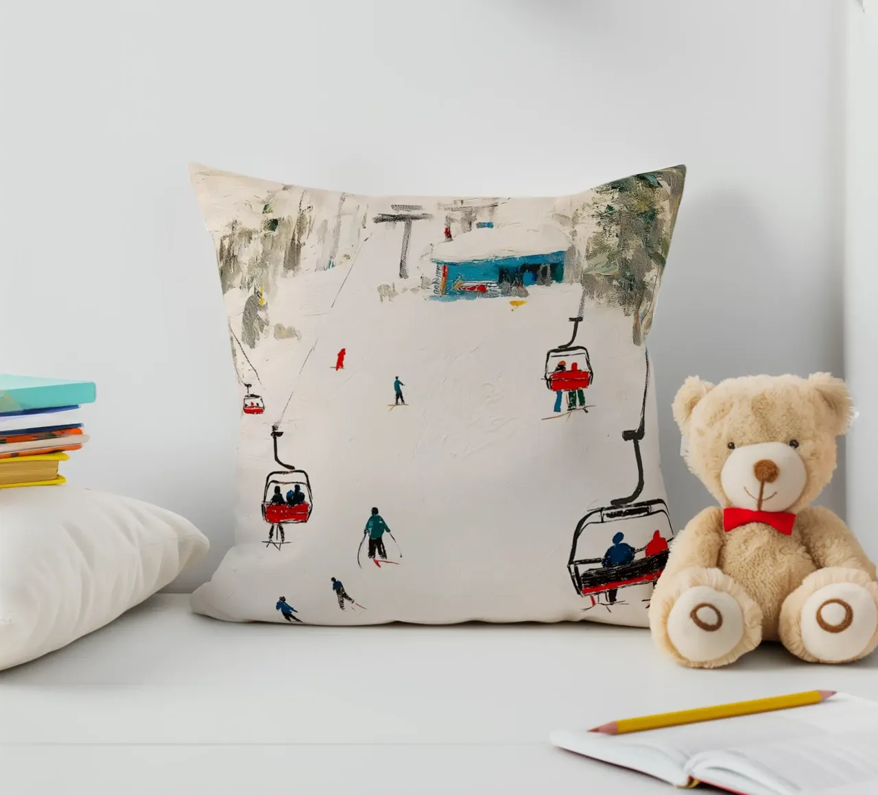 Paesaggio invernale con skilift cuscino da Cozy Vibes