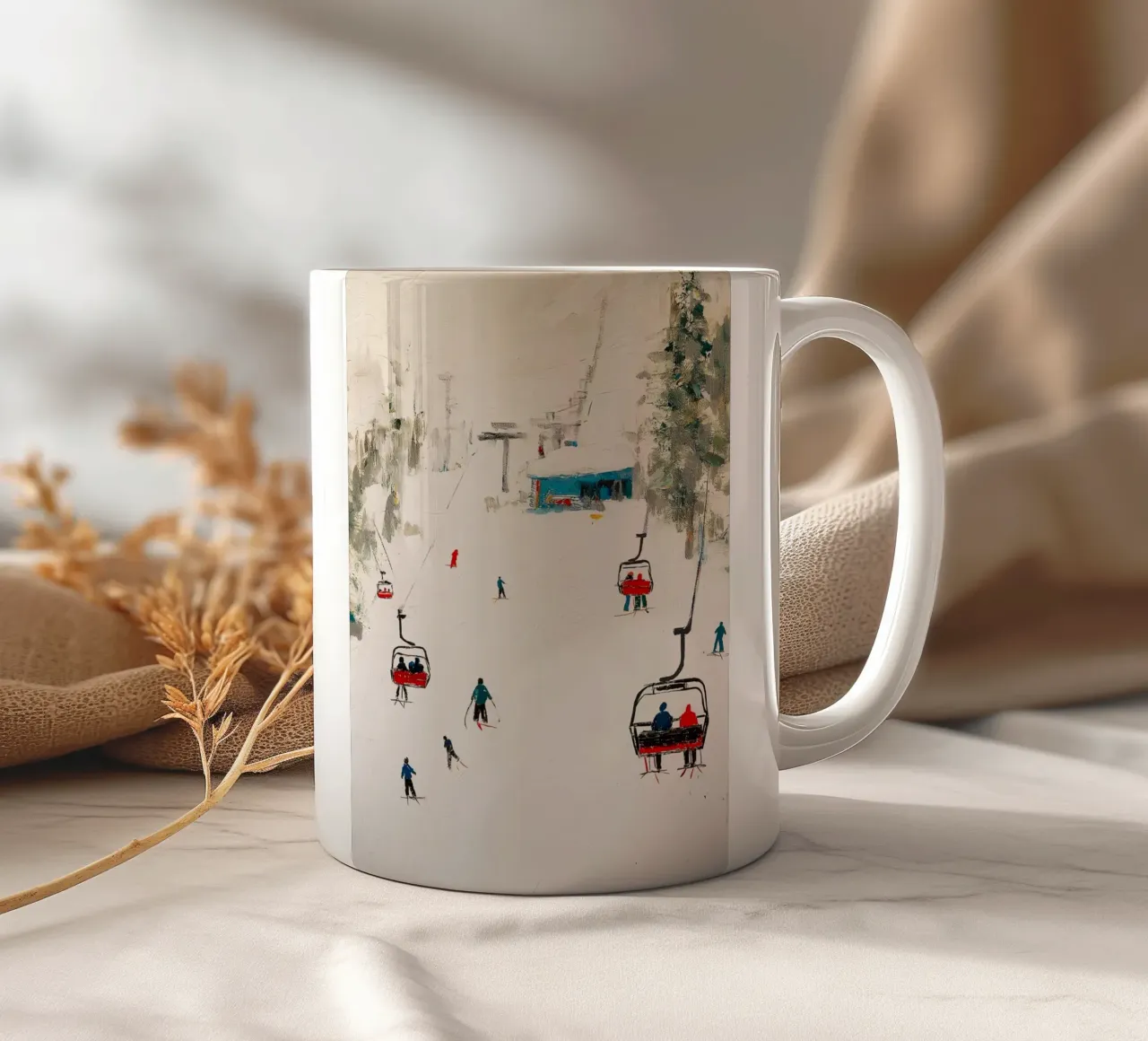 Paesaggio invernale con skilift tazza in ceramica da Cozy Vibes