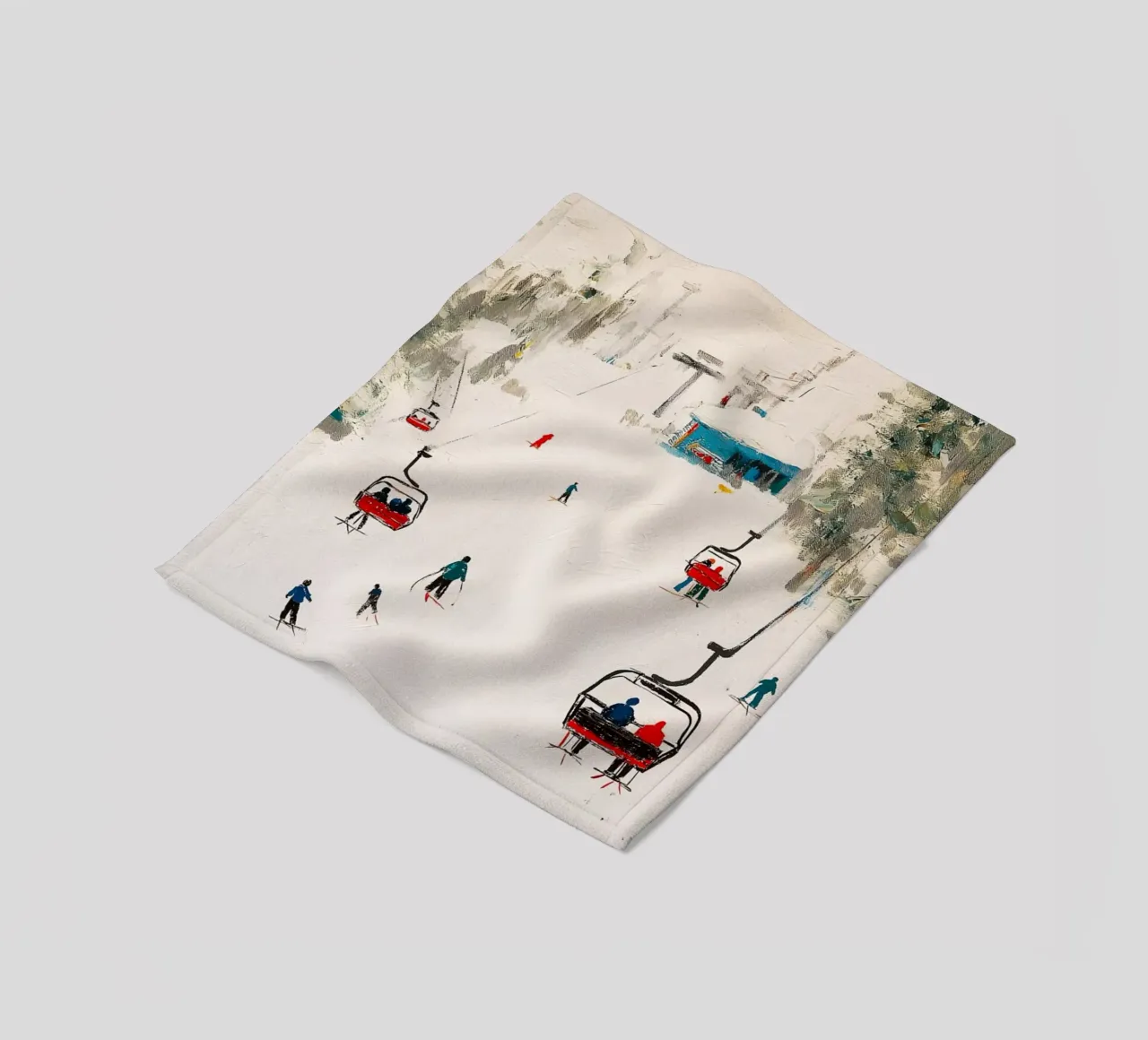 Paesaggio invernale con skilift coperta in pile da Cozy Vibes